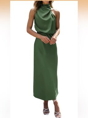 BTFBM Mock Neck Dress in Sage Green